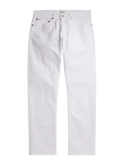 Ralph Lauren Classic Cotton Blend Jeans For Men In White