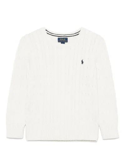 Ralph Lauren Classic Crew Neck Sweater For Boys - Long Sleeves In White