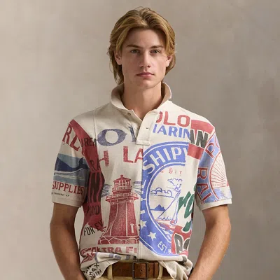 Ralph Lauren Classic Dry Goods-print Mesh Polo Shirt In Multi