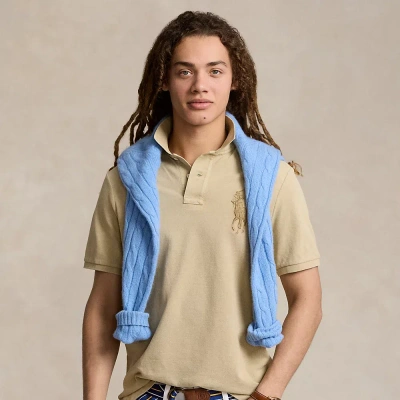 Polo Ralph Lauren Classic Fit Big Pony Mesh Polo Shirt In Coastal Beige