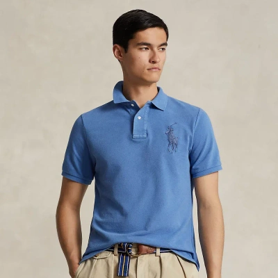 Polo Ralph Lauren Classic Fit Big Pony Mesh Polo Shirt In Nimes Blue