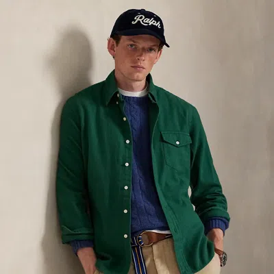 Ralph Lauren Classic Fit Brushed Twill Shirt In Green