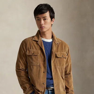 Ralph Lauren Classic Fit Corduroy Camp Shirt In Brown