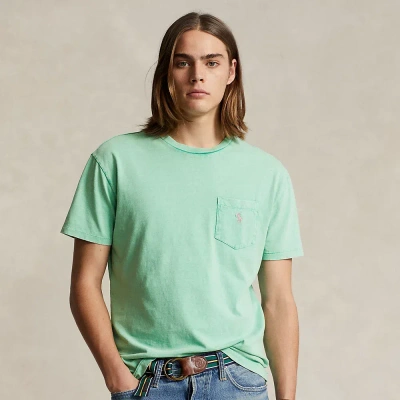 Ralph Lauren Classic Fit Cotton-linen Pocket T-shirt In Celadon