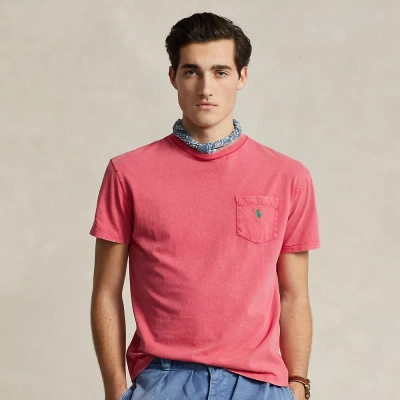 Ralph Lauren Classic Fit Cotton-linen Pocket T-shirt In Pale Red