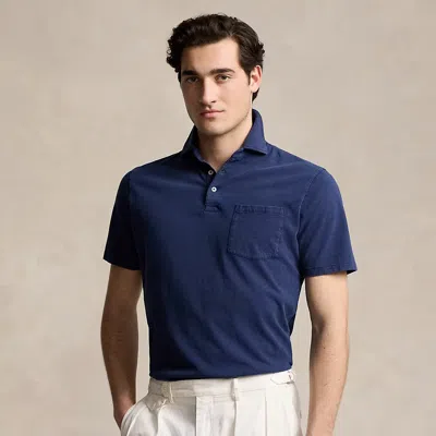 Ralph Lauren Classic Fit Cotton-linen Polo Shirt In Newport Navy