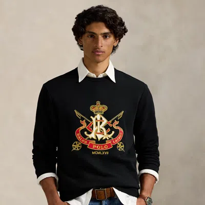 Ralph Lauren Classic Fit Crest Fleece Sweatshirt In Black