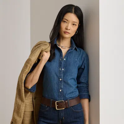 Ralph Lauren Classic Fit Denim Shirt In Harvest Wash In Blue