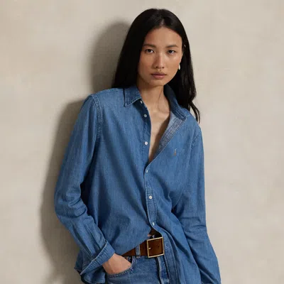 Polo Ralph Lauren Classic Fit Denim Shirt In Wilard Wash In Blue
