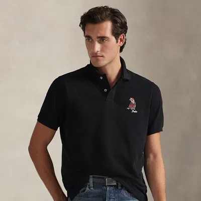 Ralph Lauren Classic Fit Dog-embroidered Polo Shirt In Black