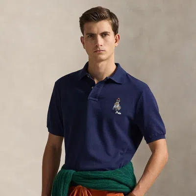 Ralph Lauren Classic Fit Dog-embroidered Polo Shirt In Blue