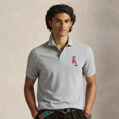 Ralph Lauren Classic Fit Dog-embroidered Polo Shirt In Gray