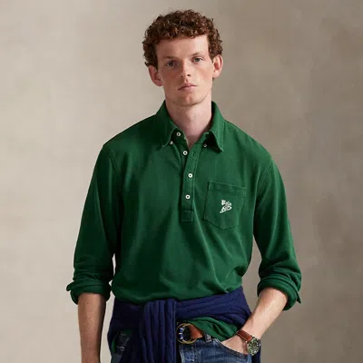 Ralph Lauren Classic Fit Embroidered Mesh Polo Shirt In Green