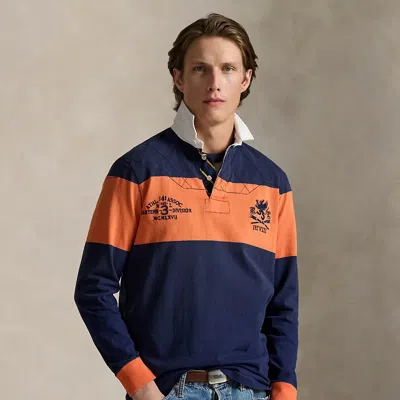 Ralph Lauren Classic Fit Embroidered Rugby Shirt In Blue