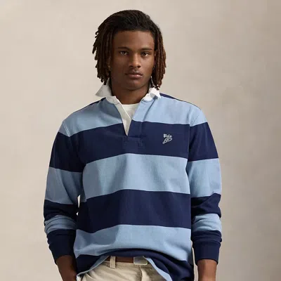 Ralph Lauren Classic Fit Embroidered Rugby Shirt In Channel Blue/newport Navy