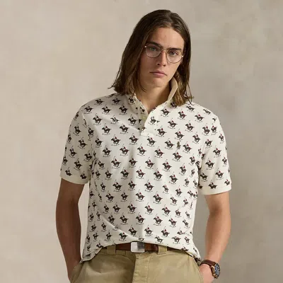 Ralph Lauren Classic Fit Equestrian Mesh Polo Shirt In White