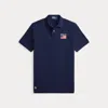 Ralph Lauren Classic Fit Flag Mesh Polo Shirt In Blue