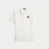 Ralph Lauren Classic Fit Flag Mesh Polo Shirt In White
