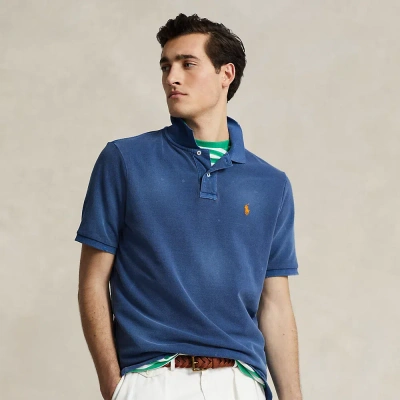 Ralph Lauren Classic Fit Garment-dyed Mesh Polo Shirt In Beach Royal