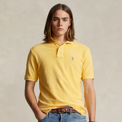 Ralph Lauren Classic Fit Garment-dyed Mesh Polo Shirt In Cambridge Yellow