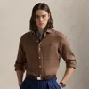 Ralph Lauren Classic Fit Houndstooth Linen Shirt In Brown