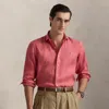 Ralph Lauren Classic Fit Houndstooth Linen Shirt In Purple