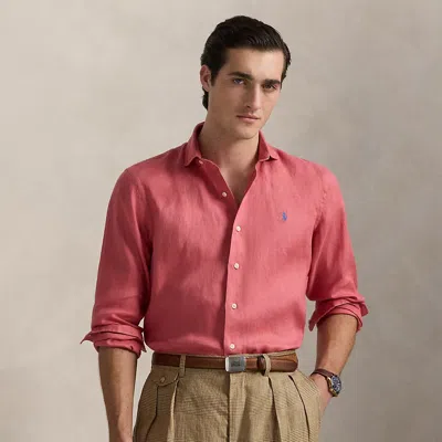Ralph Lauren Classic Fit Houndstooth Linen Shirt In Purple