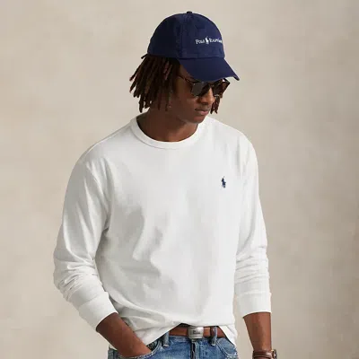 Ralph Lauren Cotton-blend Logo Hoodie Ribbed Finish In White