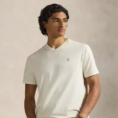 Polo Ralph Lauren Classic Fit Jersey V-neck T-shirt In Parchment Cream In Neutral