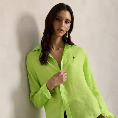 Polo Ralph Lauren Classic Fit Linen Shirt In Electric Lime In Brown