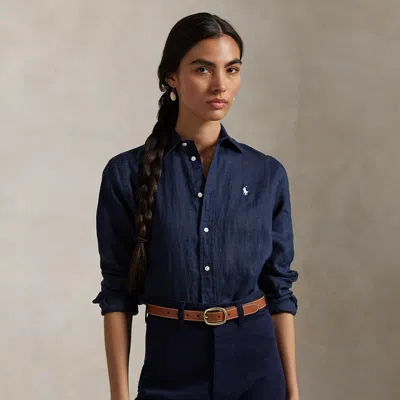 Polo Ralph Lauren Classic Fit Linen Shirt In Newport Navy In Blue