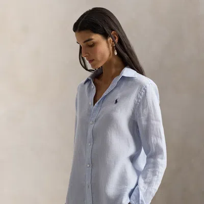 Polo Ralph Lauren Classic Fit Linen Shirt In Oxford Blue In Burgundy