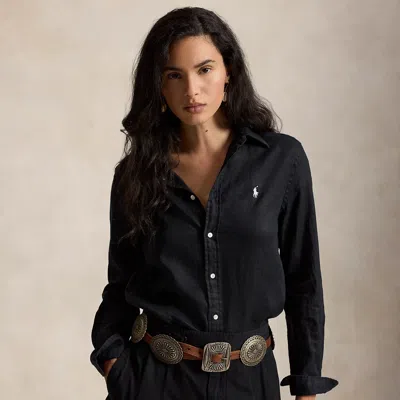 Polo Ralph Lauren Classic Fit Linen Shirt In Polo Black In Brown