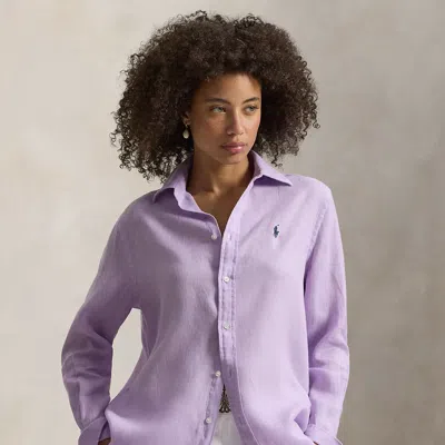 Ralph Lauren Classic Fit Linen Shirt In Purple