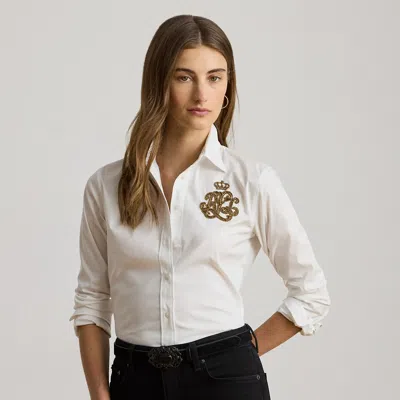 Ralph Lauren Classic Fit Logo Cotton-blend Shirt In White