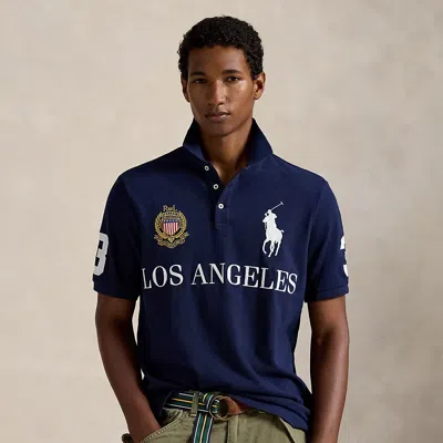 Ralph Lauren Classic Fit Los Angeles Mesh Polo Shirt In Blue