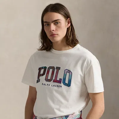Ralph Lauren Classic Fit Madras-logo Jersey T-shirt In Nevis