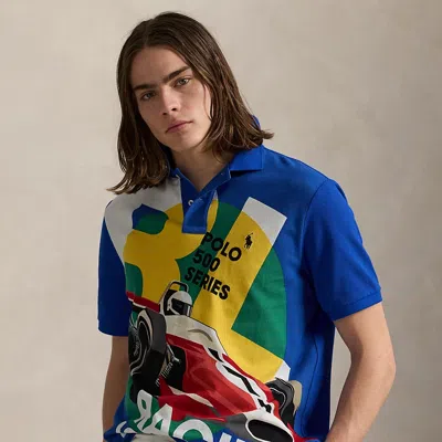 Ralph Lauren Classic Fit Mesh Graphic Polo Shirt In Red