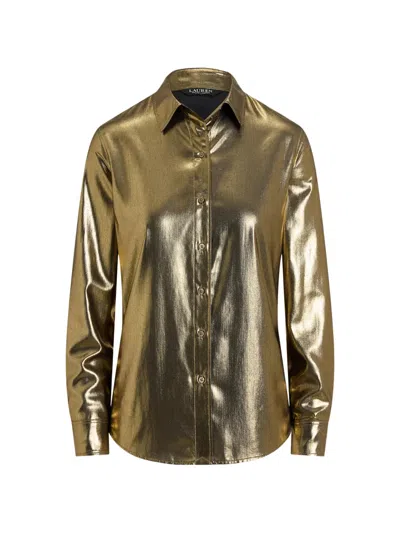 Ralph Lauren Classic Fit Metallic Shirt In Gold