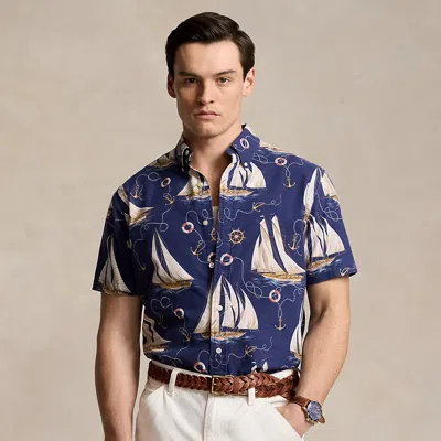 Ralph Lauren Classic Fit Nautical Oxford Shirt In Navy Helm Anchors