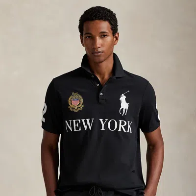 Ralph Lauren Classic Fit New York Mesh Polo Shirt In Black