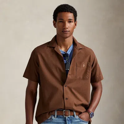 Ralph Lauren Classic Fit Oxford Camp Shirt In Brown