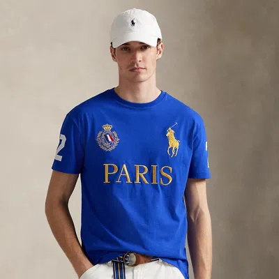 Ralph Lauren Classic Fit Paris Jersey T-shirt In Blue
