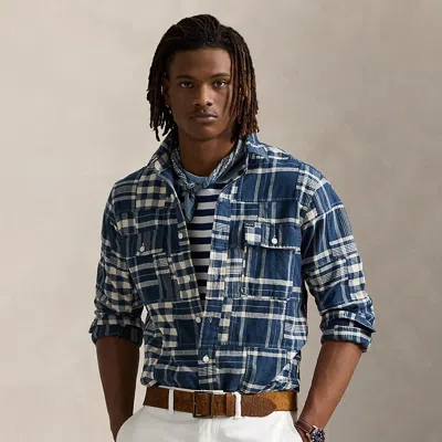 Ralph Lauren Classic Fit Patchwork Workshirt In Navy Patchwork