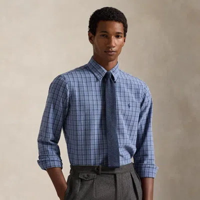 Ralph Lauren Classic Fit Plaid Brushed Oxford Shirt In Blue