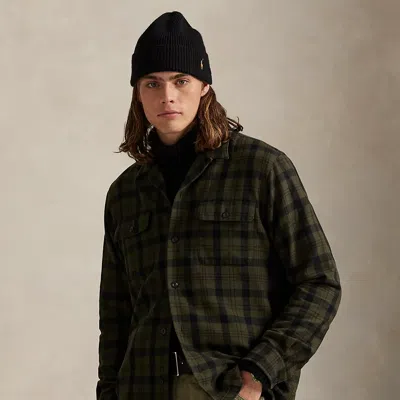 Ralph Lauren Classic Fit Plaid Flannel Camp Shirt In Black