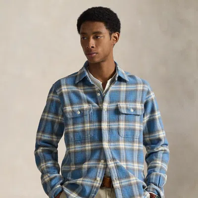 Polo Ralph Lauren Classic Fit Plaid Flannel Workshirt In Blue Grey Multi