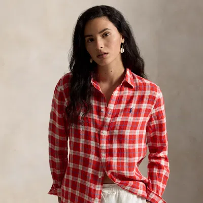 Polo Ralph Lauren Classic Fit Plaid Linen Shirt In Red White Blue Multi
