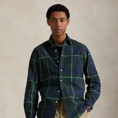 Ralph Lauren Classic Fit Plaid Oxford Shirt In Blue