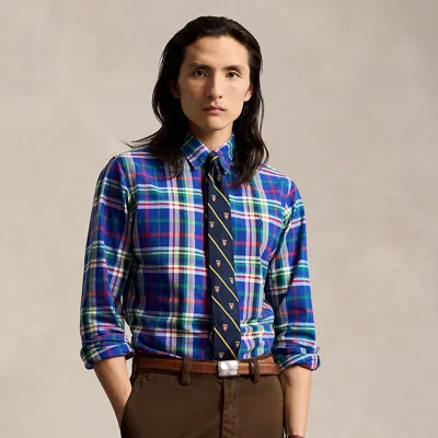 Ralph Lauren Classic Fit Plaid Oxford Shirt In Blue